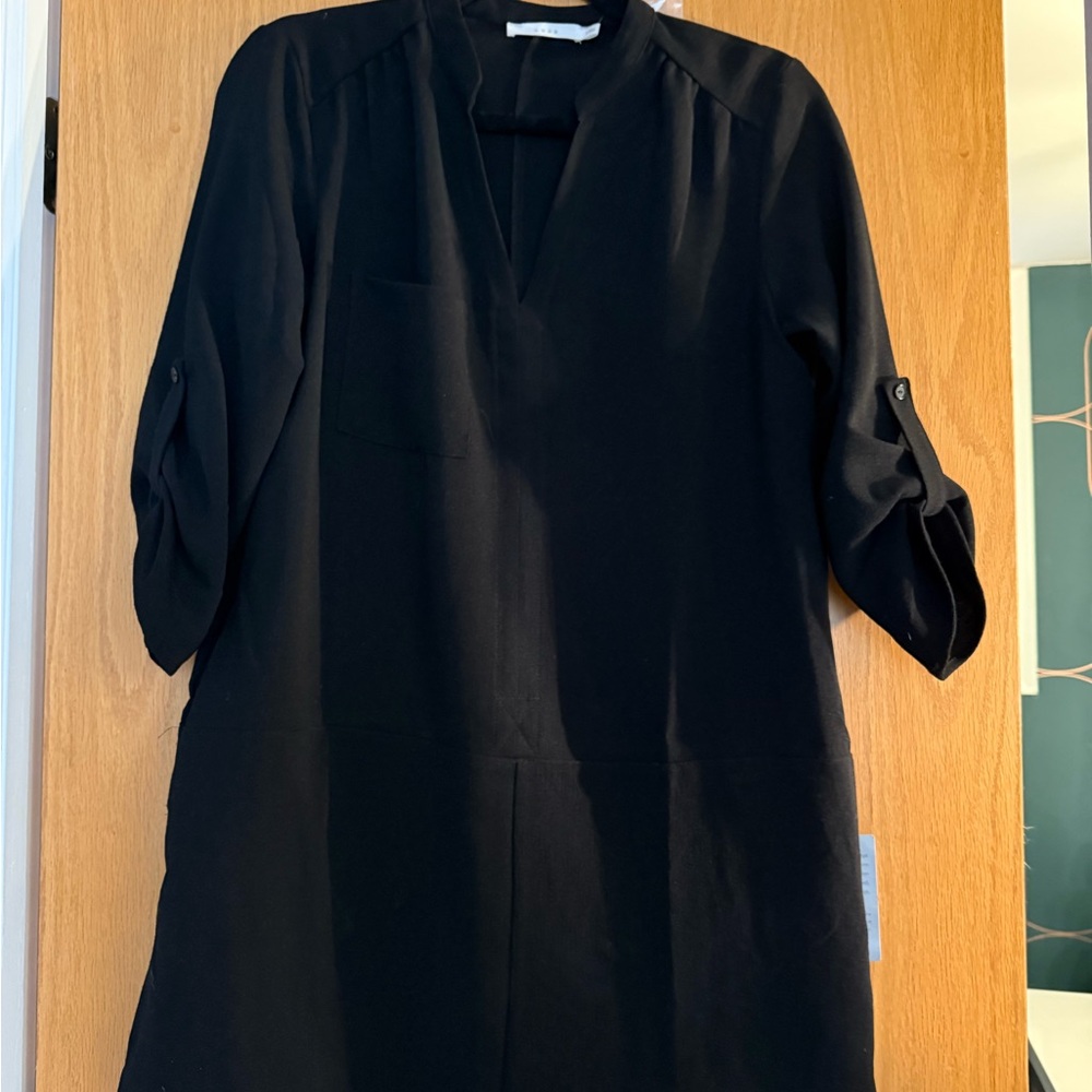 Lush Black Tunic/Shirt Dress with Roll-Up Sleeves